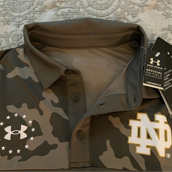 NWT Notre Dame Fighting Irish Under Armour Military Appreciation Polo (L) - Picture 5 of 6